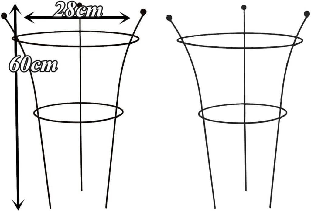 2 Set Plant Supports, Metal Cages Garden Stakes for Plants, 3 Legs Large Natural Support Peony Plants Rings Metal Ruddings of Patio Lawn  Garden Eco Grass (23.6 Hx11 L)