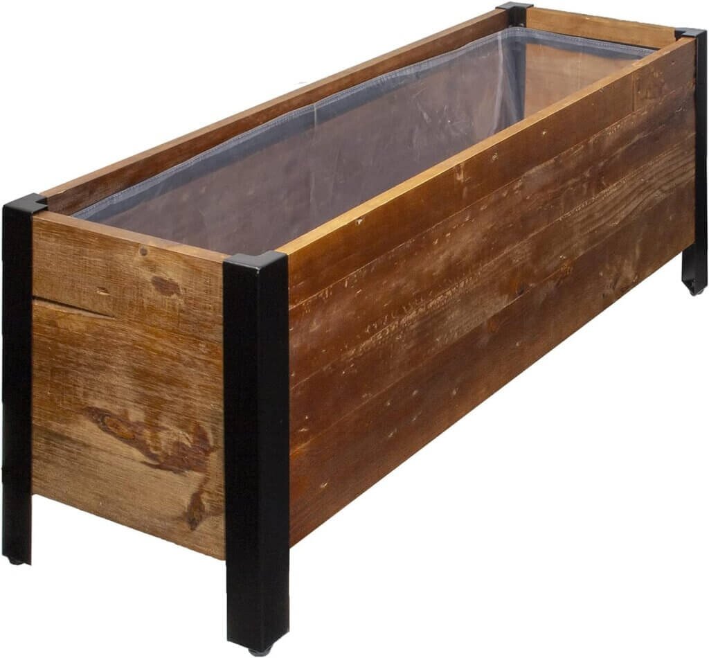 Amazon Basics Recycled Wood Rectangular Garden Planter, Brown, 37 x 13 x 15 Inch (LxWxH)