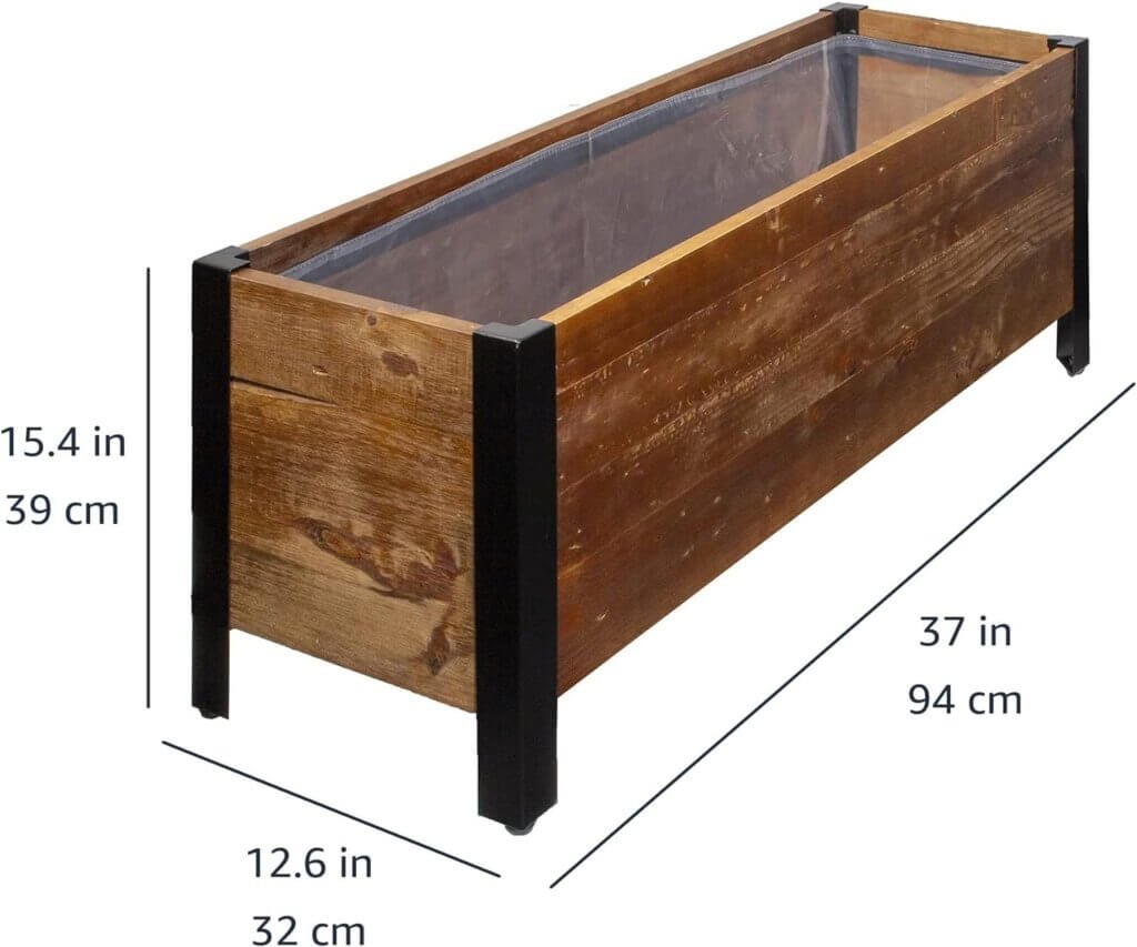 Amazon Basics Recycled Wood Rectangular Garden Planter, Brown, 37 x 13 x 15 Inch (LxWxH)