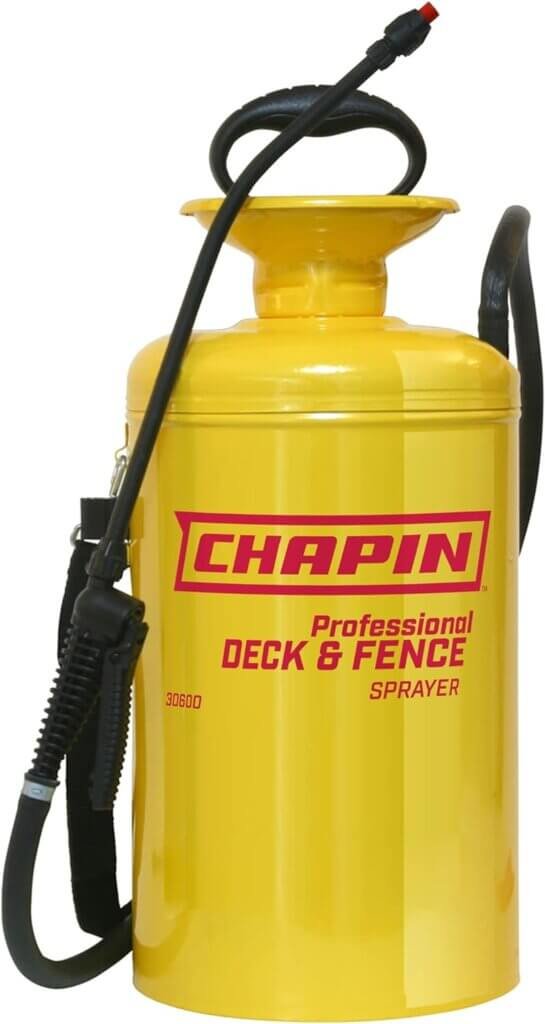 Chapin 30600 2-Gallon Professional Tri-Poxy Steel Deck Sprayer for Deck Cleaners and Transparent Stains and Sealers, Yellow/Red