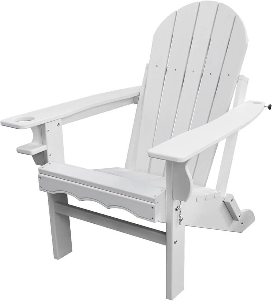 CLOUDEEP Folding Adirondack Chairs,Plastic HDPE Adirondack Chairs with Cup Holder,Modern Adirondack Chairs Weather Resistant,Widely Used in Patio,Front Porch,Deck,Garden,Fire Pit