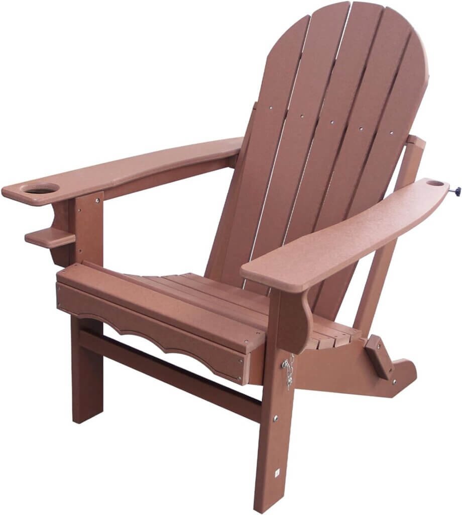 CLOUDEEP Folding Adirondack Chairs,Plastic HDPE Adirondack Chairs with Cup Holder,Modern Adirondack Chairs Weather Resistant,Widely Used in Patio,Front Porch,Deck,Garden,Fire Pit