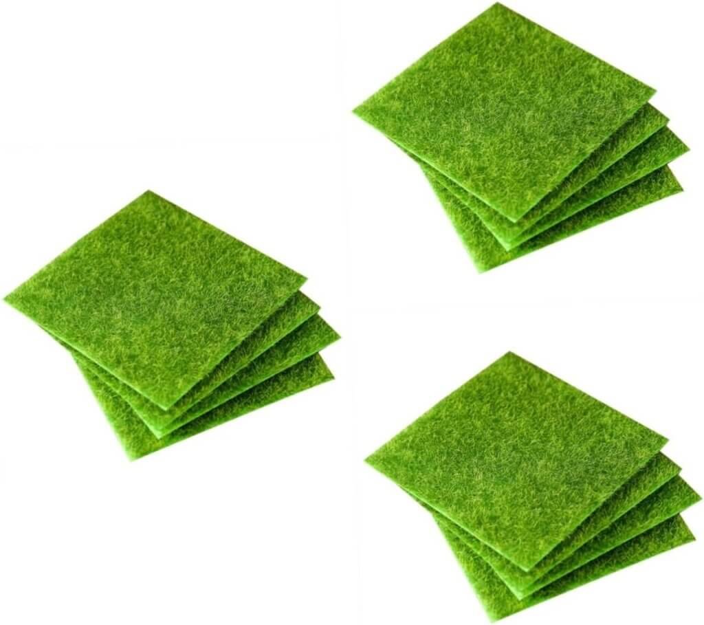 GANAZONO 12 Pcs Artificial Grass Miniature Decked Artificial Grass Mat Artificial Garden Grass Fairy Grass decore Embellishments Decorative Outdoor Decor Lifelike Moss Lawn mat Eco Bottle