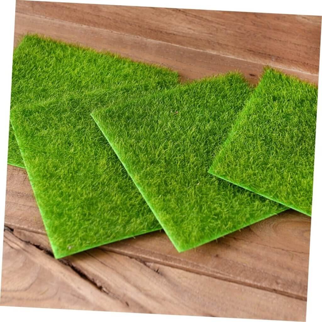 GANAZONO 12 Pcs Artificial Grass Miniature Decked Artificial Grass Mat Artificial Garden Grass Fairy Grass decore Embellishments Decorative Outdoor Decor Lifelike Moss Lawn mat Eco Bottle