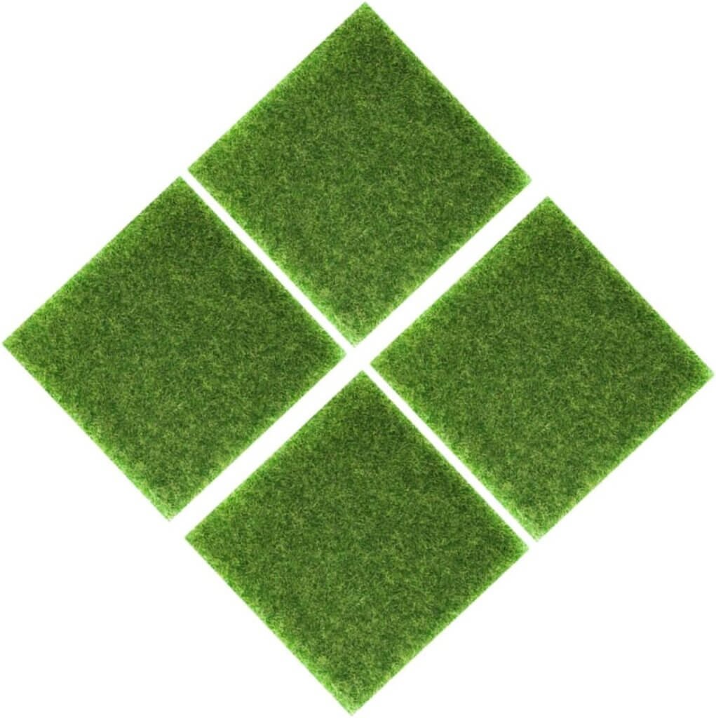 GANAZONO 16 pcs Realistic Artificial Grass Turf Simulation Green Turf Garden Fake Turf Micro Landscape Turf Moss Carpet Square Artificial Grass Fake Lawn Eco Bottle Plastic