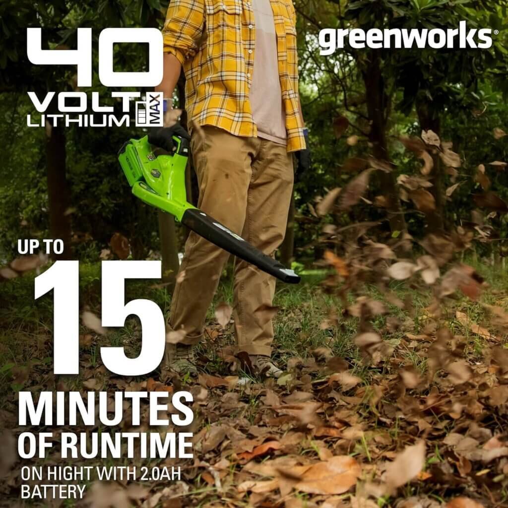 Greenworks 40V (150 MPH / 130 CFM) Cordless Leaf Blower, 2.0Ah Battery and Charger Included