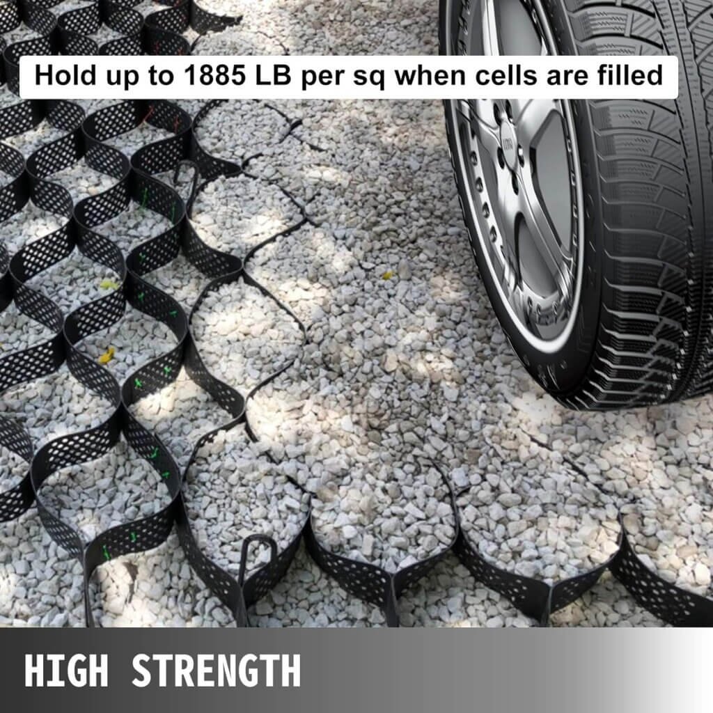 Happybuy Geo Grid Ground Grid 9x17 ft, Geo Cell Grid 2 Inch Thick, Gravel Grid HDPE Material, Ground Stabilization Grid 1885 LBS Per Sq, Tensile Strength Gravel Ground Grid for Slope Driveways, Garden