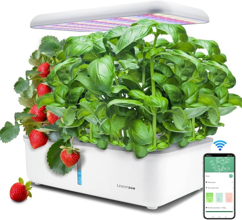 Hydroponics Growing System Indoor Garden, Indoor Gardening System with 14 Pods, WiFi Indoor Herb Garden, Herb Garden Kit Indoor with Grow Light, Adjustable Height Up to 20, Auto Pump, 5L Water Tank