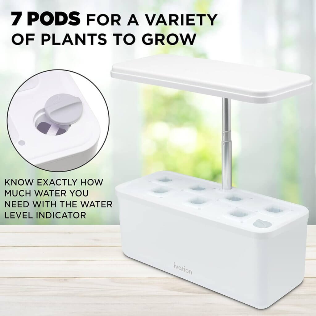 Ivation 7-Pod Indoor Hydroponics Growing System Kit Herb Garden planter w/ LED Grow Light