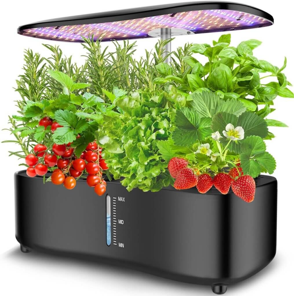 Large Tank Hydroponics Growing System 12 Pods, Herb Garden Kit Indoor with Grow Lights, Plants Germination Kit with Quiet Water Pump, Auto Timer, Height Adjustable to 20, Gardening Gifts Home Decor