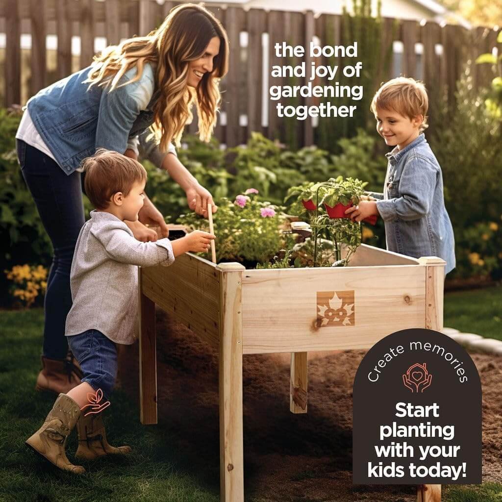 Maple99 Raised Garden Bed -48x24x30in Elevated Wood Planter Box with Bed Liner for Backyard, Patio, Deck, Balcony - Natural Cedar Raised Planter Box with Legs for Flowers, Herbs - 200lb Capacity