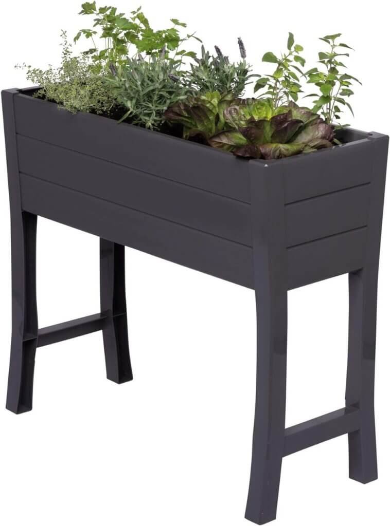 NuVue Products 26021, 36 L x 15 W x 32 H, Polymer with Woodgrain Texture, Dark Gray Elevated Garden Box