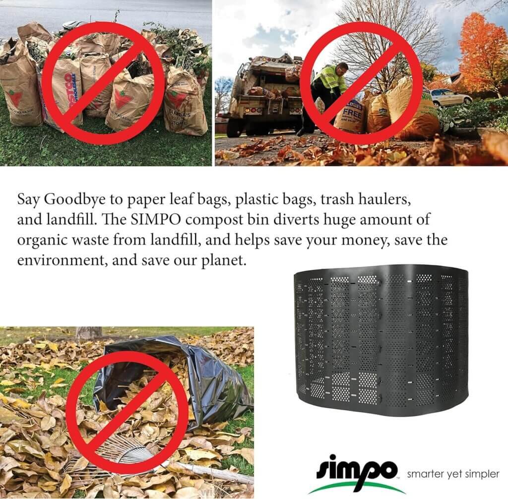 SIMPO 500 Gallon Composter Expandable Backyard Outdoor Compost Bin Easy Setup Large Capacity High Efficiency Fast Compost Maker (500 Gallons)