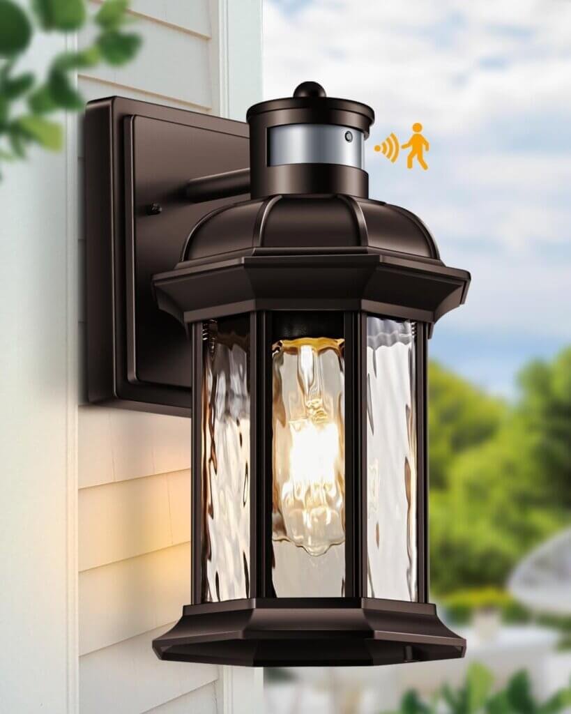 VIANIS Motion Sensor Outdoor Wall Light Fixture, Dusk to Dawn Porch Lights Wall Mount Sconce, Oil Rubbed Bronze Waterproof Exterior Wall Lamp Lighting for House, ORB Outside Wall Lantern for Garage