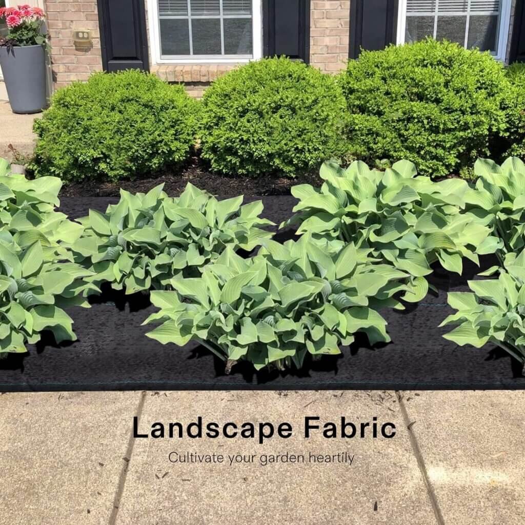 VIVOSUN 5oz/sq.yd Barrier Landscape Fabric 4 x 250 Ft., Commercial Ground Cover Fabric Block, Gardening Fabric Mat, Black Heavy Duty Garden Cloth Felt for Flower Bed, Patio, Orchard, and Playground