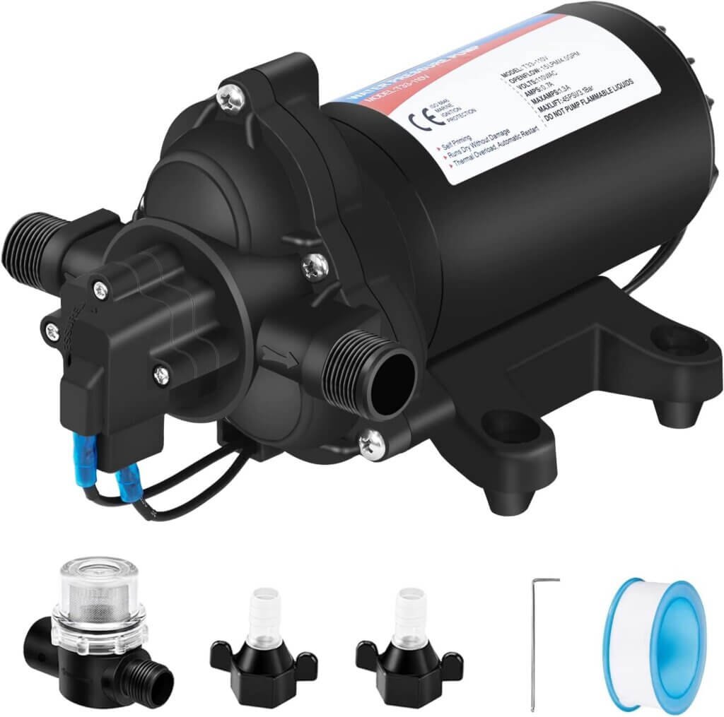 YOUNGTREE Water Pressure Diaphragm Pump 110V AC 4.0GPM 45PSI, Industrial Self Priming Water Booster pump 110Volt for Sprayer Sink RV Irrigation Sprinkler Kitchen Heater