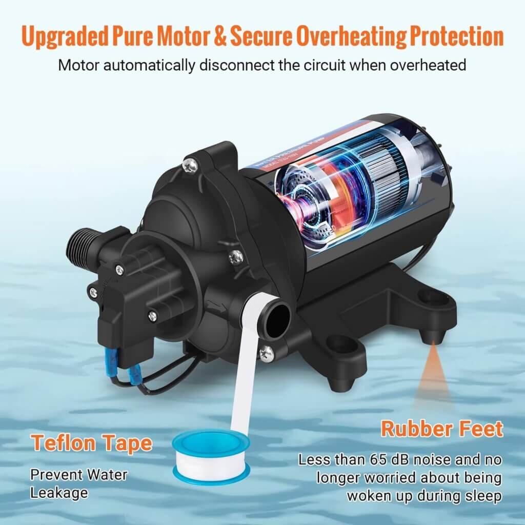 YOUNGTREE Water Pressure Diaphragm Pump 110V AC 4.0GPM 45PSI, Industrial Self Priming Water Booster pump 110Volt for Sprayer Sink RV Irrigation Sprinkler Kitchen Heater