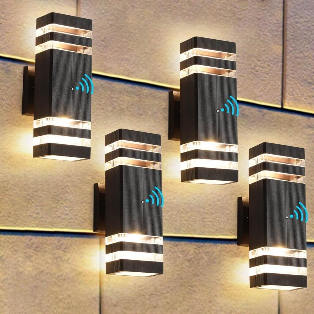 ZSMAIKU 4 Pack Dusk to Dawn Outdoor Wall Light, 14W IP65 3000K 1100LM Warm White Outdoor Lighting, Outdoor Sconce Wall Mount, Square Aluminum Modern Outdoor Lights Patio Garage