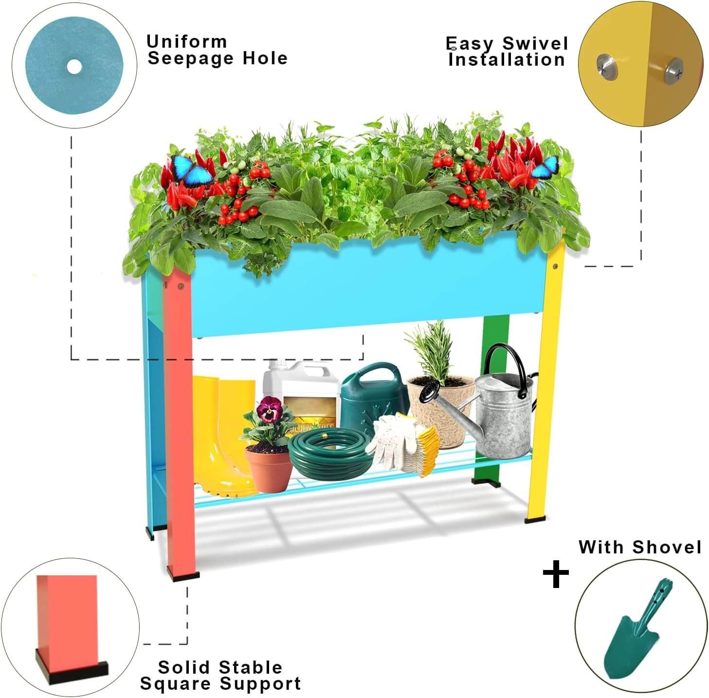 aboxoo large planter raised beds with legs outdoor metal planter box on wheels elevated garden bed for vegetables flower 8